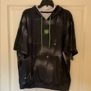 Adidas Black and Grey Short Sleeved Hoodie